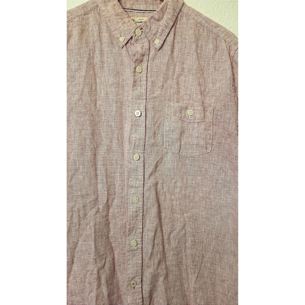 Coastal Beach Resort Washable Linen Blend Pink Button Up Size Medium - Picture 3 of 7